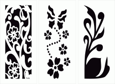 Flowers And Plants Decorated Door Designs Free DXF File