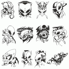 Collection Of Aliens For Plotter Cutting Free CDR Vectors Art