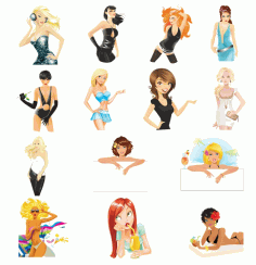 Collection Of Fashionable Girls Free CDR Vectors Art