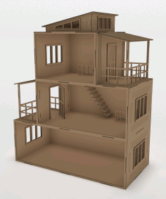 Drawing of a wooden dollhouse Free CDR Vectors Art