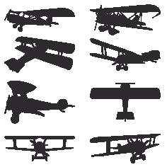 Vector Silhouettes Of Biplanes Free CDR Vectors Art
