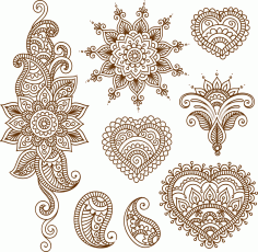 Henna Tattoo Flower Template Free CDR Vectors Art