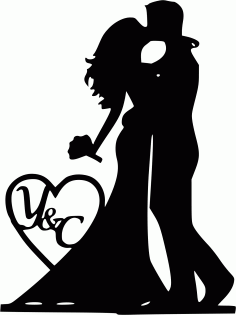 Mr And Mrs Silhouette Black Bride And Groom Free CDR Vectors Art