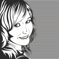 Vector Drawing of Woman Black and White Free CDR Vectors Art