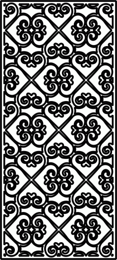 Panel Room Divider Seamless Floral Lattice Stencil Free DXF File