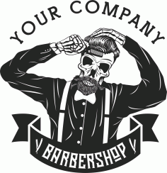 Barbershop Logo Design For Laser Cut Free CDR Vectors Art