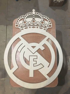 Real Madrid Logo Wooden Sports Logo For Laser Cut Free CDR Vectors Art