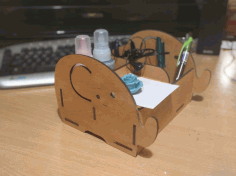 Laser Cut Elephant Shaped Desk Organizer Free CDR Vectors Art