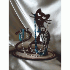 Laser Cut Cat Stand For Jewelry Free CDR Vectors Art