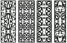 Modern Privacy Partition Panel Room Divider Floral Lattice Stencil Patterns Set Free DXF File