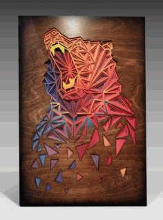 Multicolor Bear Wall Hanging Sculpture Free CDR Vectors Art