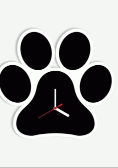 Dog Foot Print Wall Clock Free DXF File