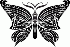 Black Butterfly Tattoo For Laser Cut EPS Vector