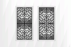 Floral Black Wall Decoration EPS Vector
