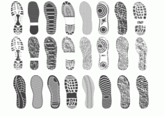 Footwear Print Set EPS Vector