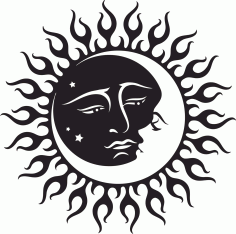 Sun And Moon Silhouette EPS Vector