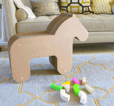 Laser Cut Cardboard Toy Horse EPS Vector