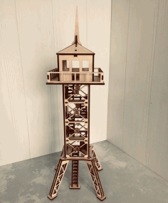 Laser Cut Military Observation Tower 3d Wooden Model Free CDR Vectors Art