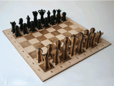 Laser Cut Wooden Chessboard And 3d Pieces Free CDR Vectors Art