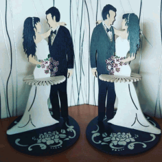 Laser Cut Couple Napkin Holder Wedding Table Centerpiece Free CDR Vectors Art