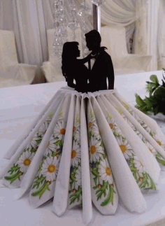 Laser Cut Wedding Couple Napkin Holder Free CDR Vectors Art