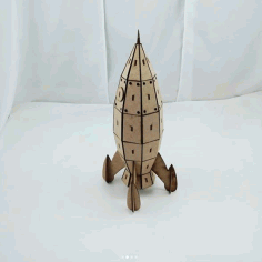 Laser Cut Wooden Rocket Spaceship Toy 3mm Free CDR Vectors Art