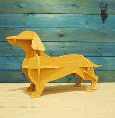 Laser Cut Dachshund Bookshelf Dog Storage Rack Free CDR Vectors Art