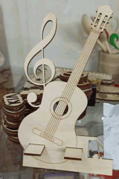 Laser Cut Guitar Phone Stand Unique Guitar Cell Phone Holder Free CDR Vectors Art