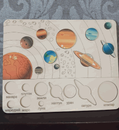 Laser Cut Planets Kid Puzzle Solar System Montessori Toys Free CDR Vectors Art