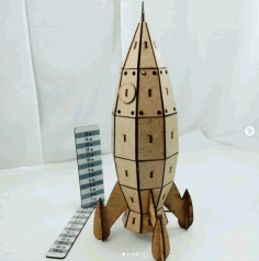 Wooden Rocket Spaceship Toy 3mm  Laser Cut Free CDR Vectors Art