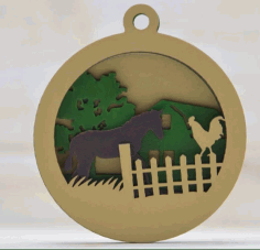 Laser Cut Farmhouse Horse Layered Art Ornament Free CDR Vectors Art