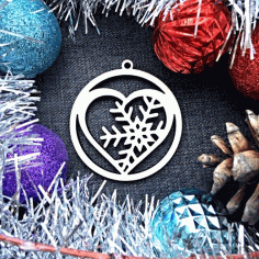 Laser Cut Snowflake Heart Tree Ornament Free CDR Vectors Art
