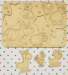 Laser Cut Animals Wooden Peg Puzzle Animal Puzzle Board Free CDR Vectors Art