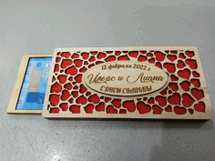 Laser Cut Personalised Wooden Money Wedding Gift Envelope Free CDR Vectors Art