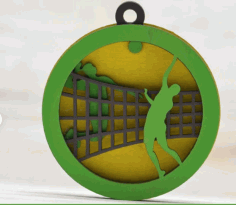 Laser Cut Volleyball Medal Layered Eco Friendly Wooden Medal Free CDR Vectors Art