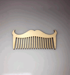Laser Cut Wooden Beard And Moustache Comb Free CDR Vectors Art