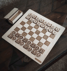 Laser Cut Wooden Chess Board And Pieces Free CDR Vectors Art