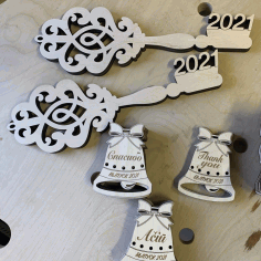 Laser Cut Wooden Decor Key With Year Free CDR Vectors Art