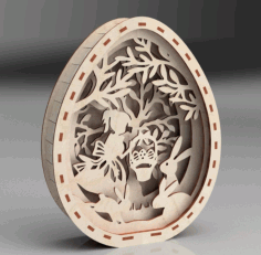 Laser Cut Wooden Easter Egg Layered Art Decor Free CDR Vectors Art