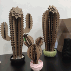 Wooden Cactus Decor For Laser Cut Free CDR Vectors Art