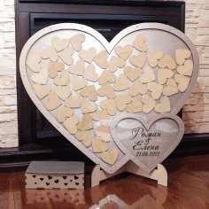 Laser Cut Heart Shape Drop Box Frame Wedding Guest Book Free CDR Vectors Art