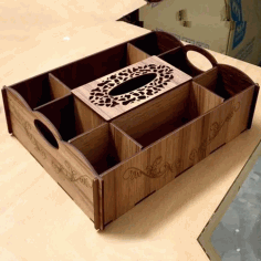Laser Cut Snack Serving Tray With Tissue Box 3mm Free CDR Vectors Art