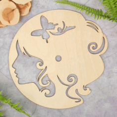 Laser Cut Butterfly Girl Plywood Wall Clock Free CDR Vectors Art