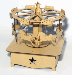 Horse Carousel For Laser Cut Free CDR Vectors Art