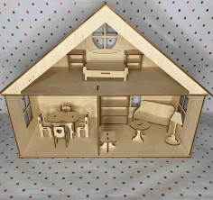 Laser Cut Dollhouse With Furniture Free CDR Vectors Art
