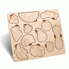 Laser Cut Fruits Learning Activity Wooden Board Free CDR Vectors Art