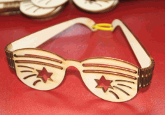 Laser Cut Party Sunglasses Plywood 3mm Free CDR Vectors Art