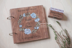 Roses Wreath Book Cover For Laser Cut Free CDR Vectors Art