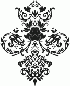 Baroque Floral Pattern For Laser Cut Free AI File