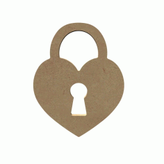 Laser Cut Wooden Heart Shaped Padlock Valentines Day Decor Free DXF File
